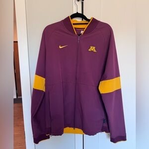 Nike Maroon and Gold Bomber-Style Zip Jacket